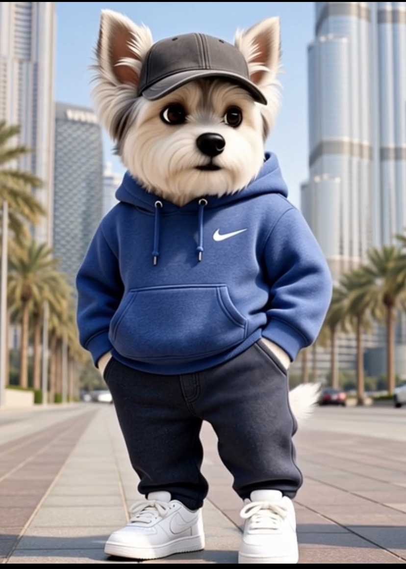NIKE DOG walking the city streets