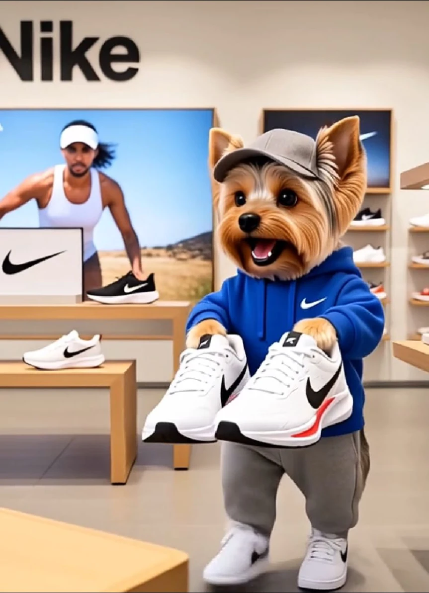 NIKE DOG grabbing fresh kicks at the Nike store